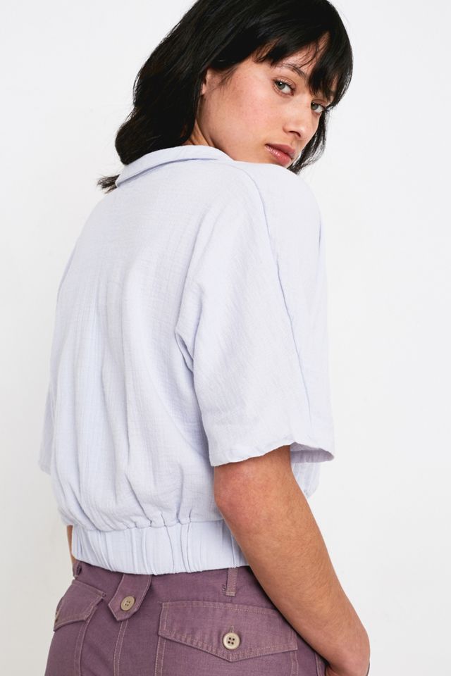 UO Natural Blue Surplice Top #1