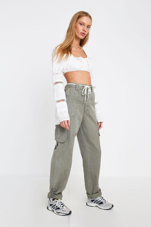 UO Josephine Eyelet Bell Sleeve Cropped Blouse #3