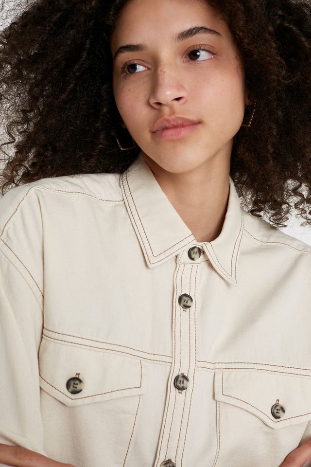 UO Ecru Poet Sleeve Camicia #2