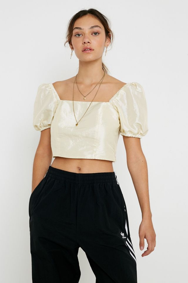 UO – bauchfreie Bluse aus Taft mit eckigem Ausschnitt #2