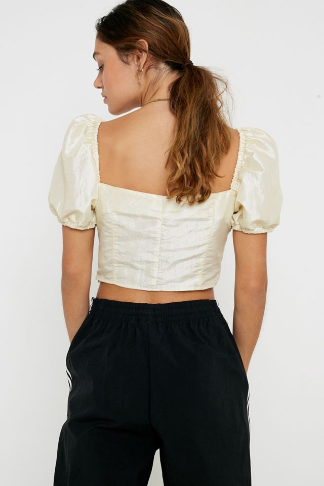 UO – bauchfreie Bluse aus Taft mit eckigem Ausschnitt #3