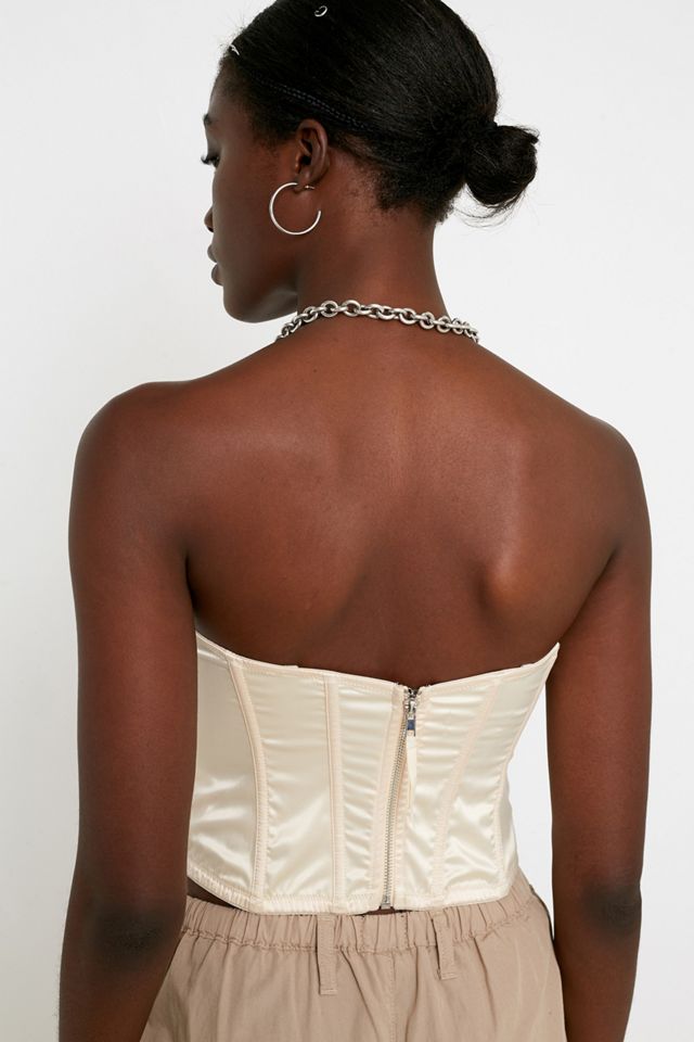 UO Ayla Bustier Cropped Cream Top #2