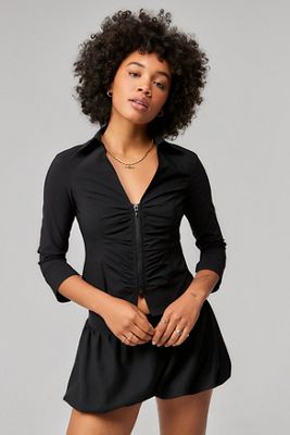 Silence + Noise Mila Ruched Bengaline Shirt