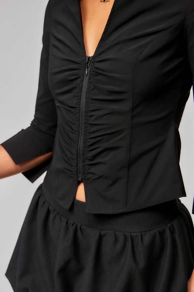 Silence + Noise Mila Ruched Bengaline Shirt #2