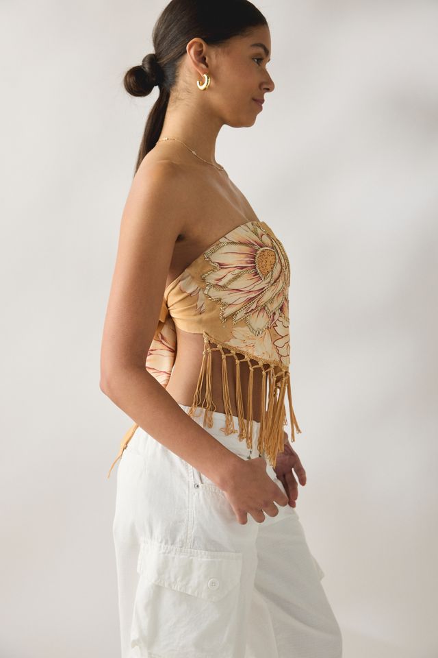 UO Verziertes In The Rain Schal Fransen Bandeau Top #3