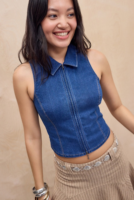 Débardeur en denim zippé Iris en taille: TTP - Silence + Noise - Modalova