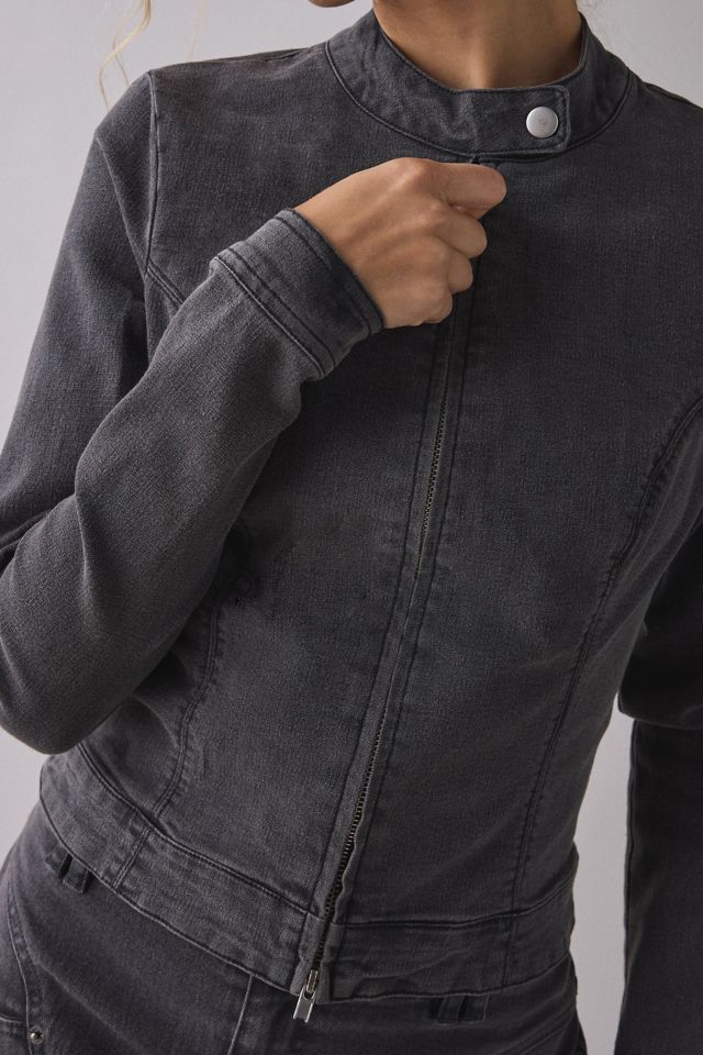 Haut en denim à manches longues et fermeture éclair UO Sloan #2