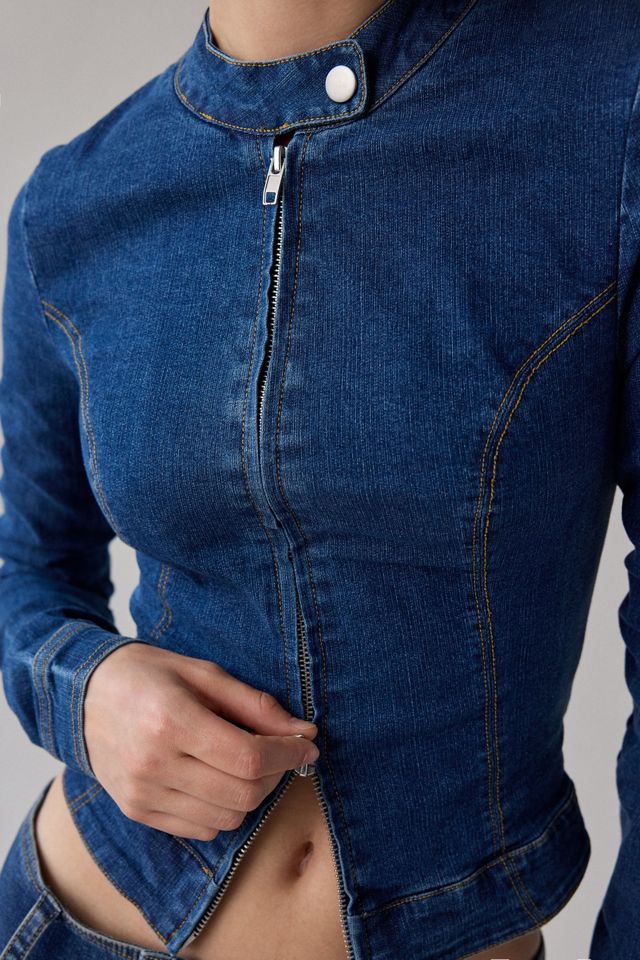 Top de Mezclilla de Manga Larga con Cremallera UO Sloan #1