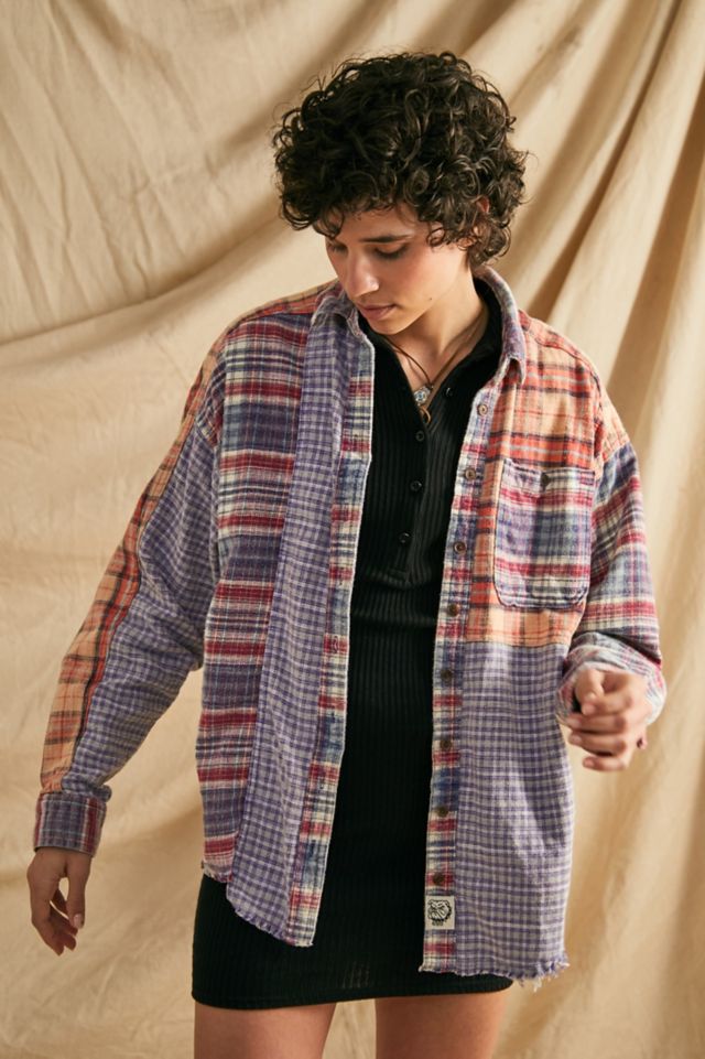 BDG Ted Patchwork Purple Flannel Shirt | Urban Outfitters UK