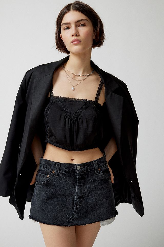 UO Tuli Satin Bubble Cropped Tank Top | Urban Outfitters UK