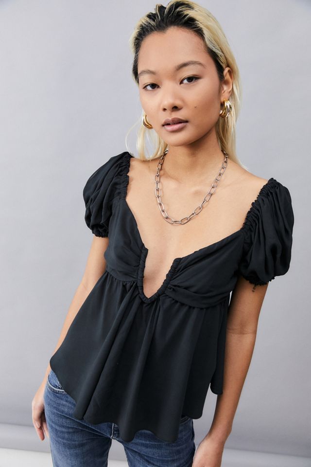 UO Kristina Wired Babydoll Top Urban Outfitters UK