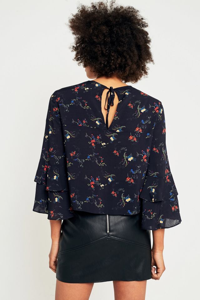 Pins & Needles Floral Ruffle Sleeve Top #3