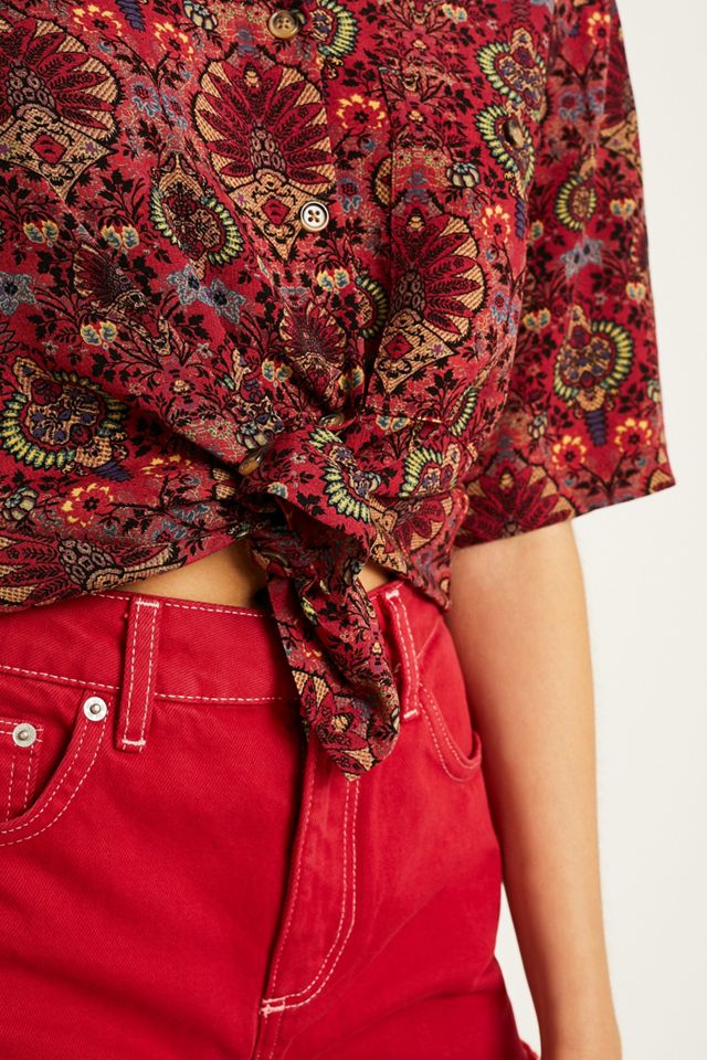UO Red Paisley Print Souvenir Shirt #1