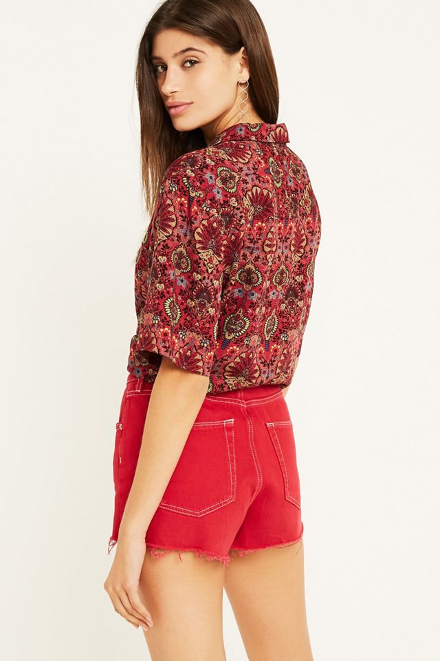 UO Red Paisley Print Souvenir Shirt #2