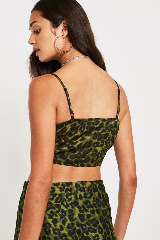 UO Khaki Leopard Print Tie-Front Cami #3