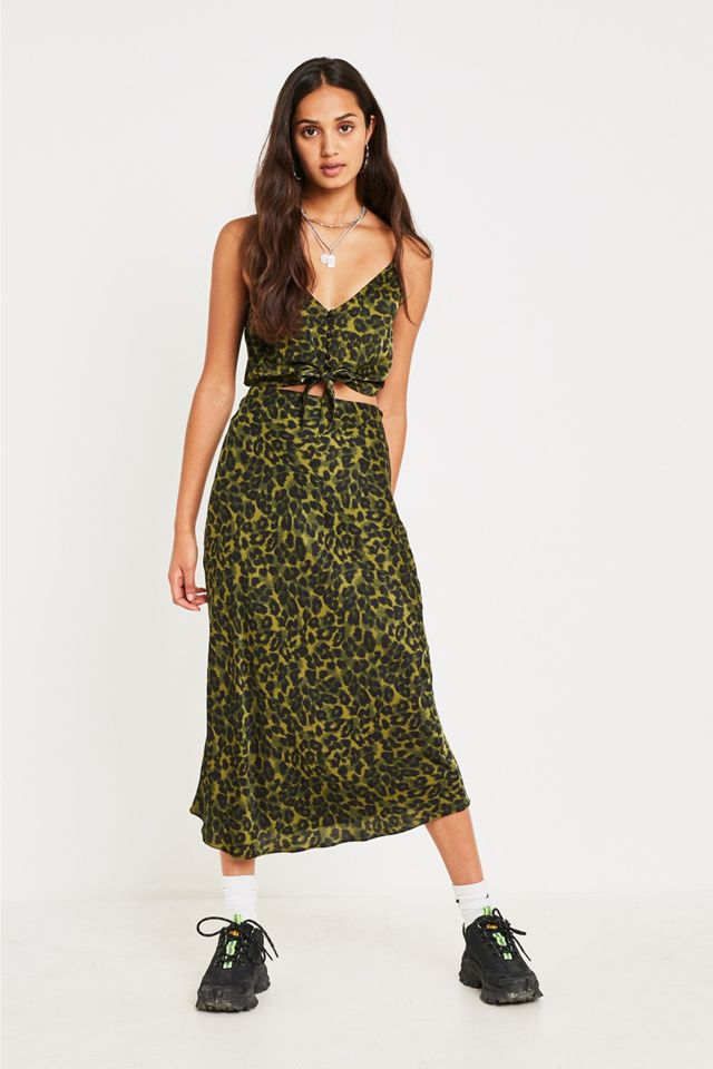 UO Khaki Leopard Print Tie-Front Cami #4