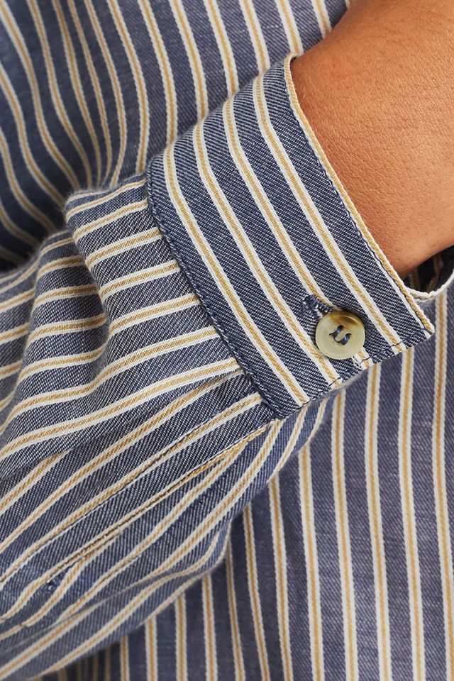 Urban Outfitters Camicia button-down in Twill a righe blu #3