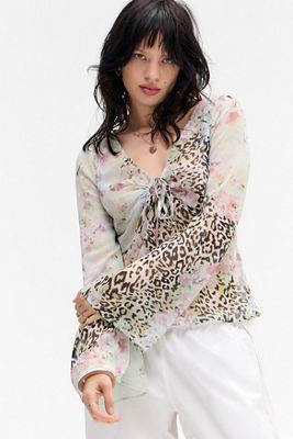 UO Phoebe Top con Stampa Floreale Animale