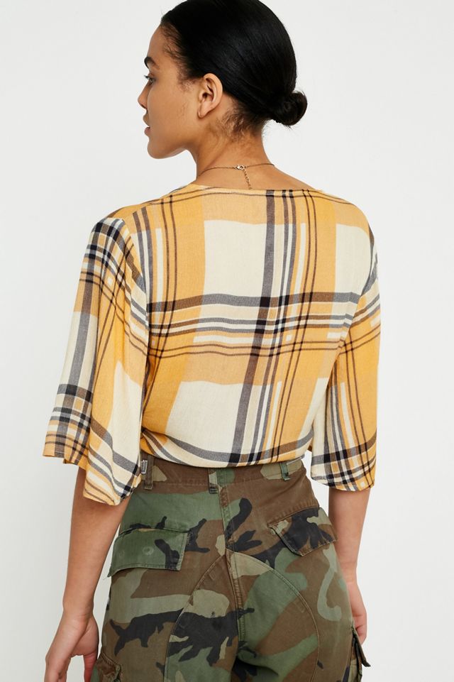 UO Melissa Checked Tie-Front Crop Top #2