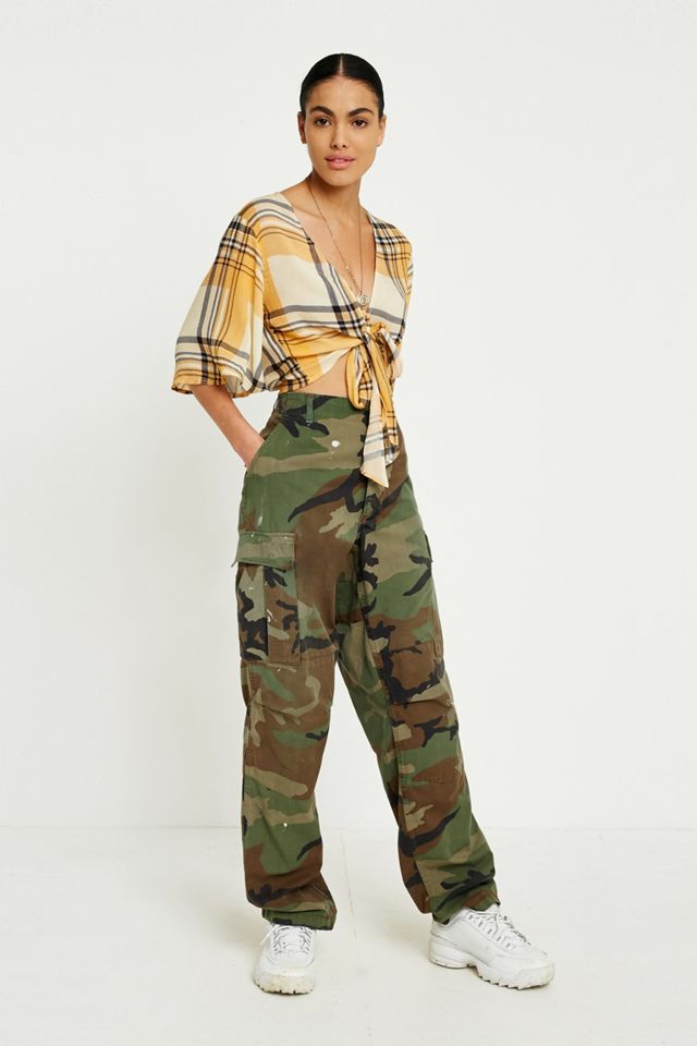 UO Melissa Checked Tie-Front Crop Top #3