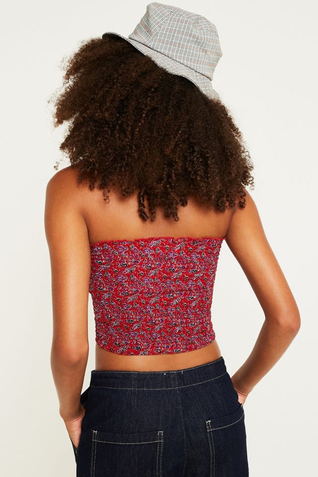 Urban Outfitters – Schlauchoberteil in Rot mit Blümchenprint #2
