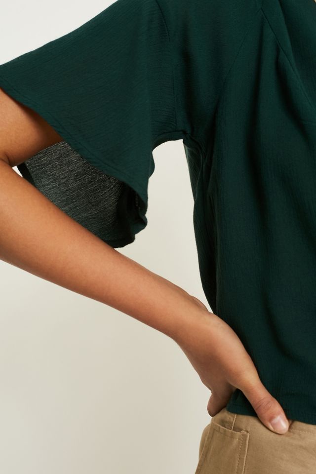 UO Daydream Blusa verde button-through #1