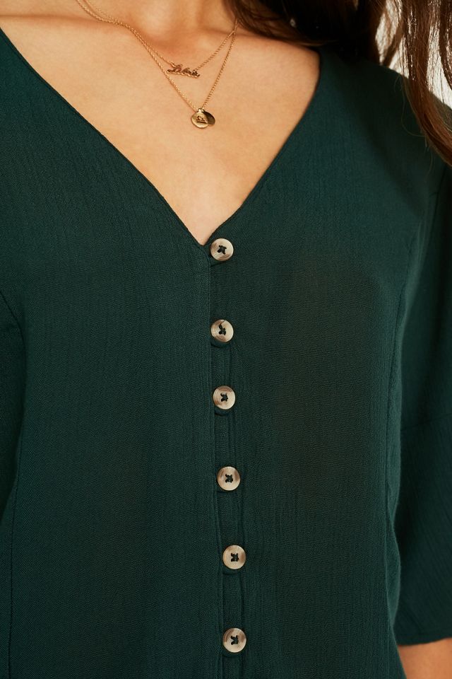 UO Daydream Blusa verde button-through #2