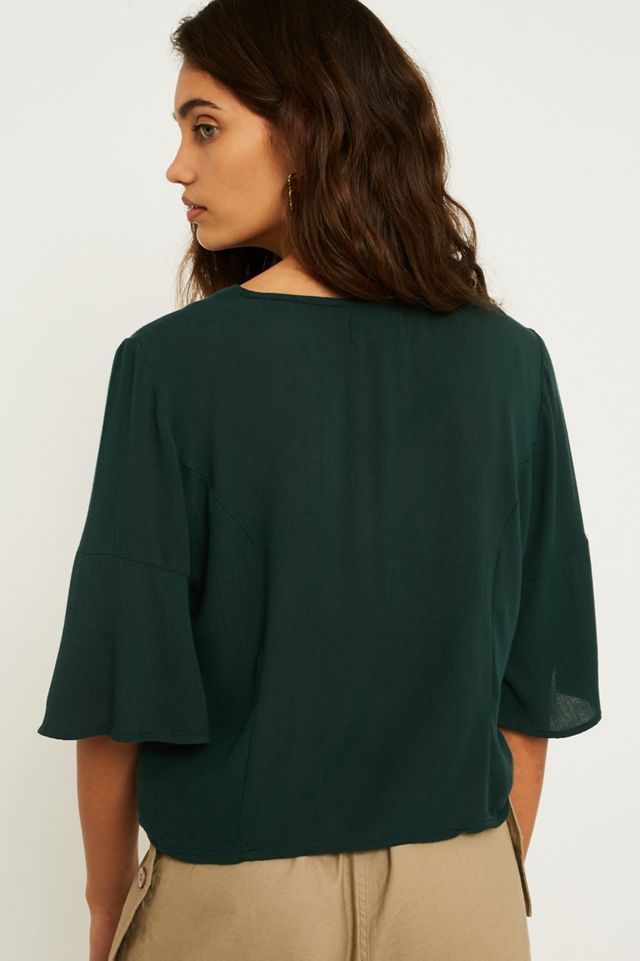 UO Daydream Blusa verde button-through #3