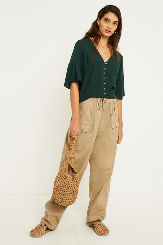 UO Daydream Blusa verde button-through #4