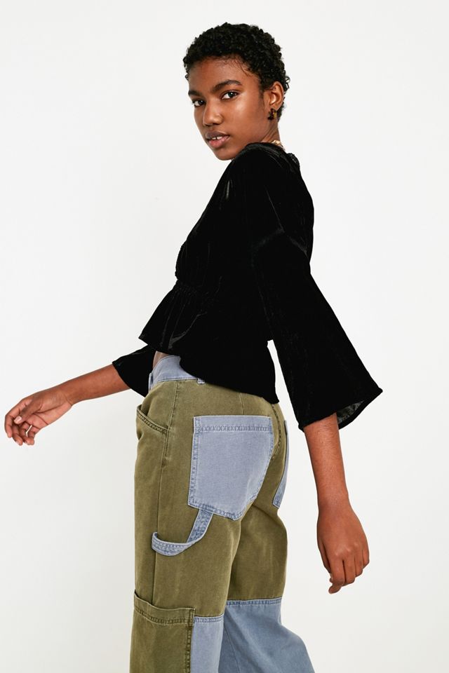 UO Velvet + Lace Wrap Blouse #1