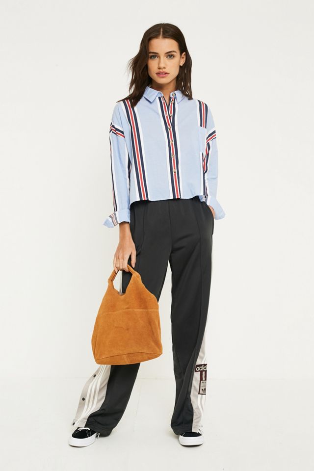 UO Blue Striped Crop Shirt #1