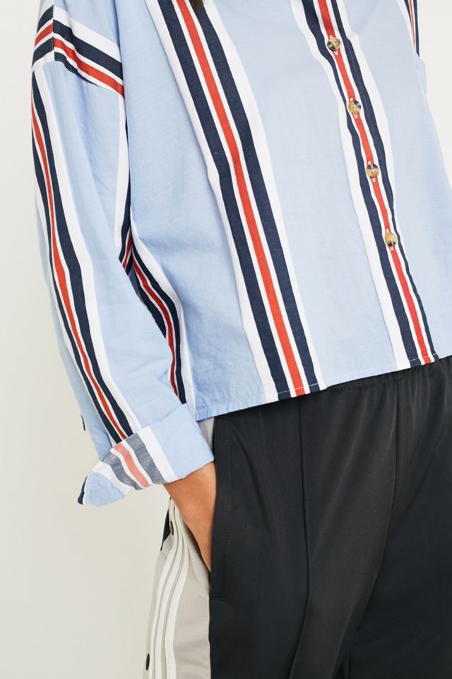 UO Blue Striped Crop Shirt #3