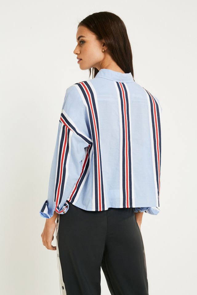 UO Blue Striped Crop Shirt #4