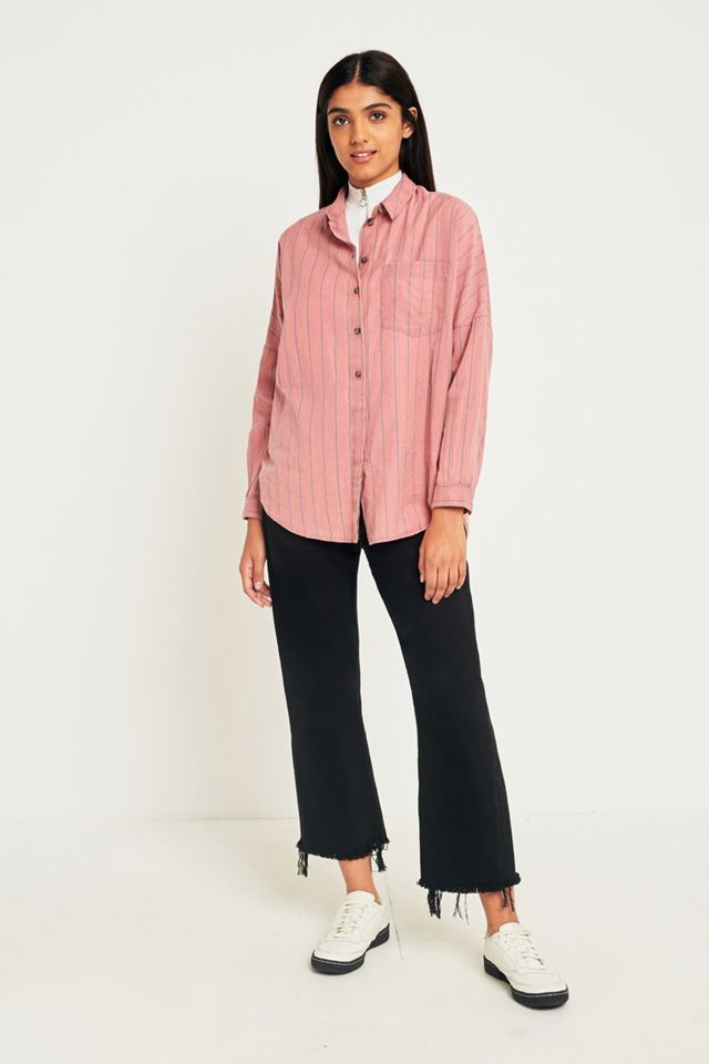 Urban Outfitters Washed Brick Stripe Button-Down Shirt #1