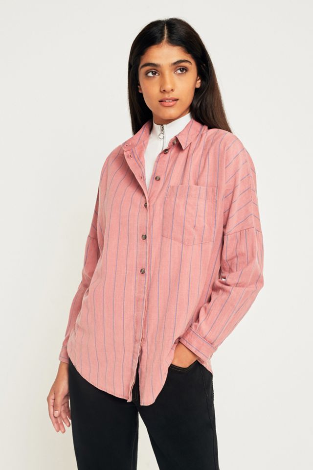 Urban Outfitters Washed Brick Stripe Button-Down Shirt #3