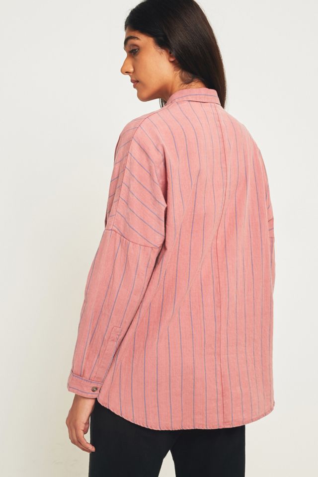 Urban Outfitters Washed Brick Stripe Button-Down Shirt #4