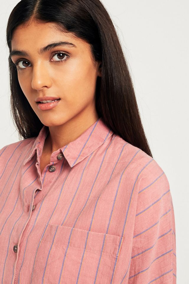 Urban Outfitters Washed Brick Stripe Button-Down Shirt #5