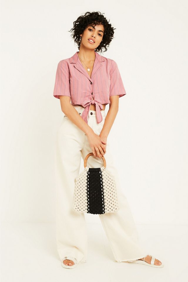 UO Waikiki Vertical Stripe Tie-Front Shirt #2