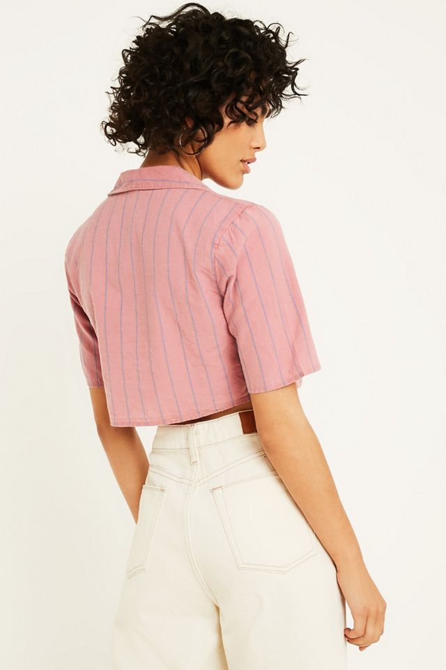 UO Waikiki Vertical Stripe Tie-Front Shirt #3