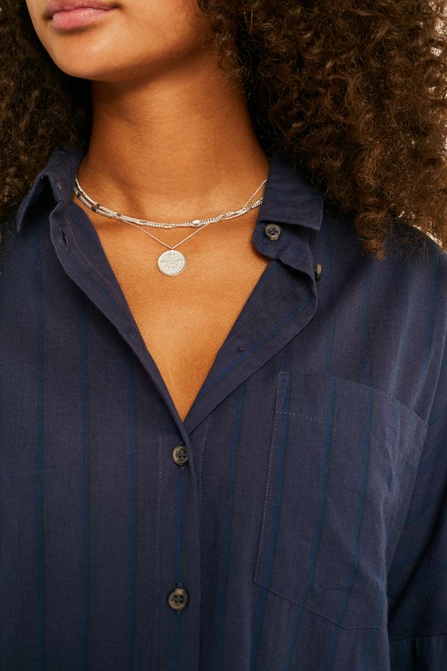 Urban Outfitters – Gestreiftes Hemd mit Schnürung #4