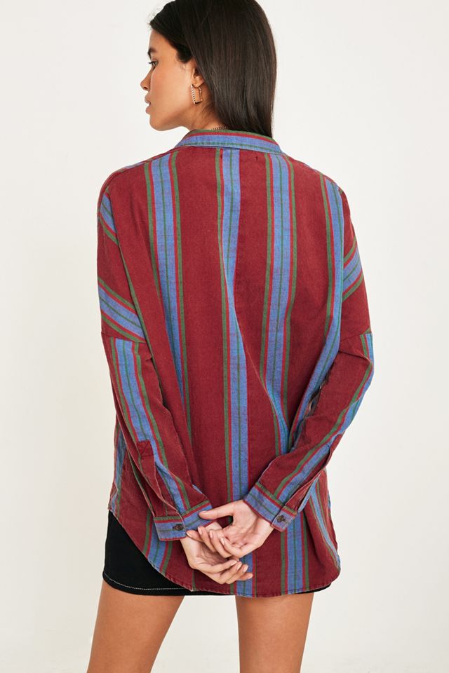 UO Maroon Stripe Button-Through Shirt #1