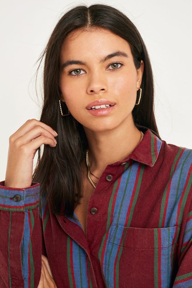 UO Maroon Stripe Button-Through Shirt #3