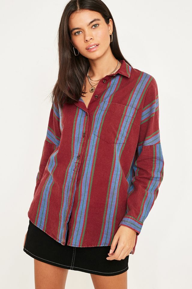 UO Maroon Stripe Button-Through Shirt #4