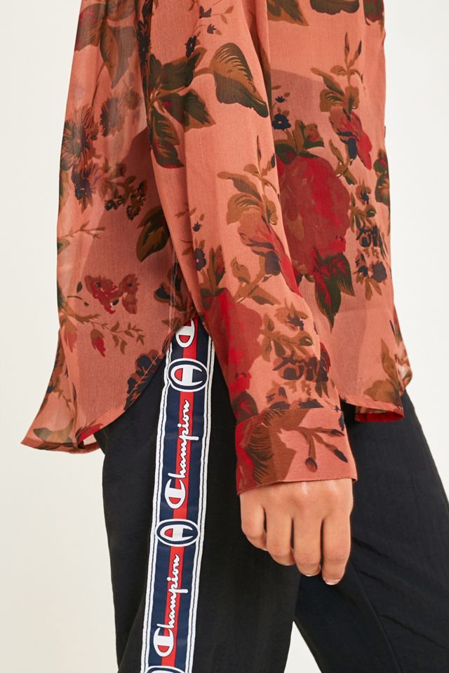 UO Pink Floral Sheer Button-Through Shirt #2