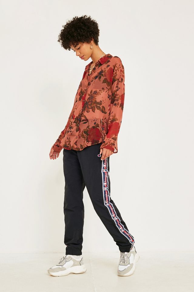 UO Pink Floral Sheer Button-Through Shirt #4
