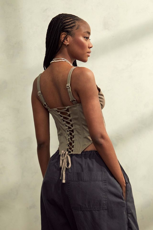 UO Harlow Tie-Back Corset Top | Urban Outfitters UK