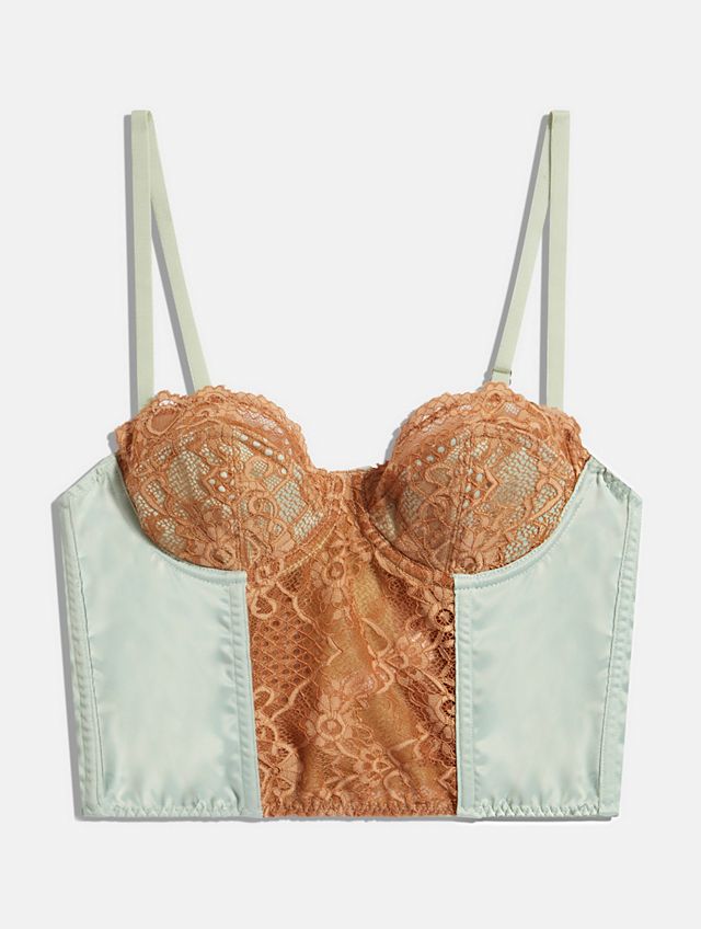 UO Ava Mint Lace & Satin Corset Top #4