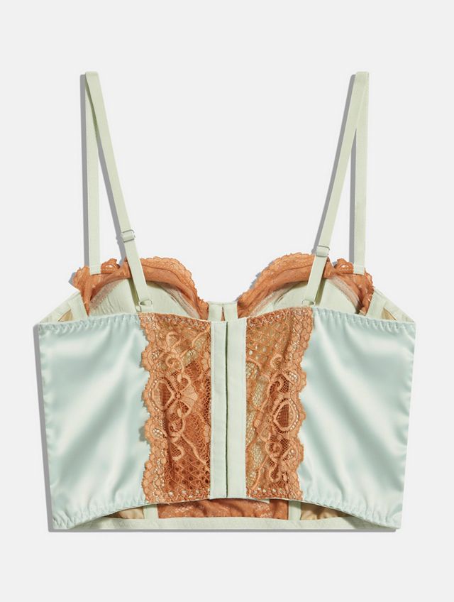 UO Ava Mint Lace & Satin Corset Top #5