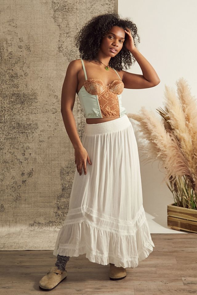 UO Ava Mint Lace & Satin Corset Top #1