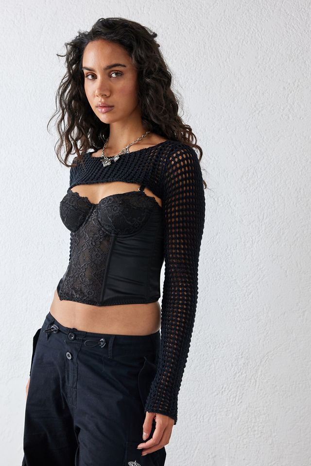 UO Ava Satin Lace & Corset Top #2